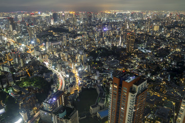 Fototapeta premium Panoramę Tokio w nocy