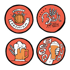 Beer pub posters, stickers, emblems