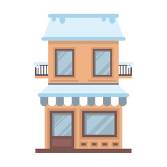 snow-covered house flat icon set