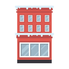 Obraz premium snow-covered house flat icon set