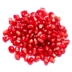 pile of Pomegranate seeds on white background