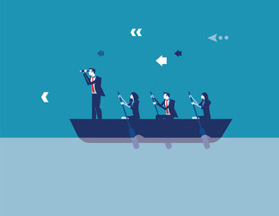 Business leadership and teamwork. Concept business vector illustration. Flat design style.