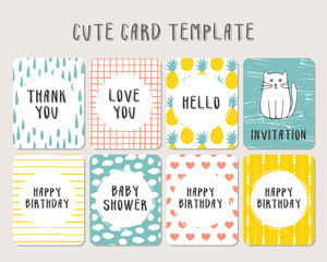Set of cute baby card template