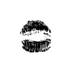 Lips track print. Stamp of mouth. Vector illustration.