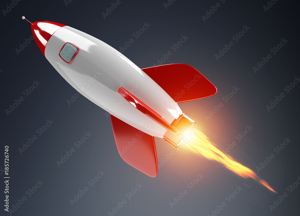 Aufkleber isolated modern digital rocket 3d rendering