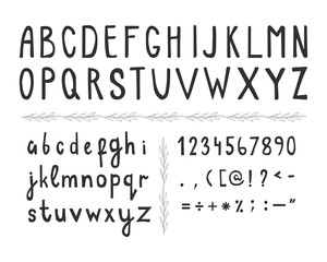 Hand drawn ink font. Vector. Isolated