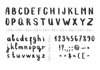 Hand drawn brush letters. Vector font. Isolated.