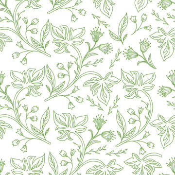 Floral branches seamless pattern. Scandinavian background.