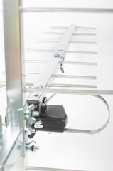 Yagi Uda antenna for UHF tv isolated on the white background