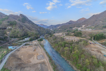  	2017年春の八ッ場ダム予定地の風景