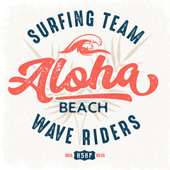 Naklejka premium Aloha Beach Wave Riders - Tee Design For Print 