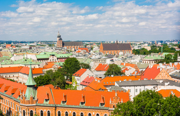 Naklejka premium Panorama della città di Cracovia in Polonia