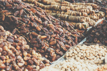 Obraz premium Dried fruits exposed at Marrakesh Market