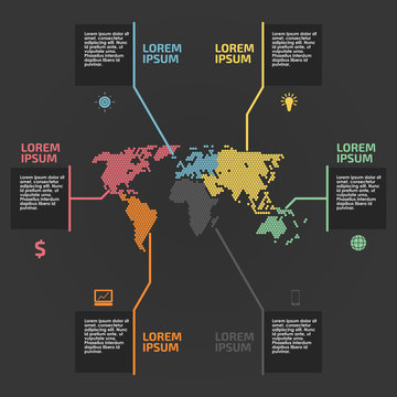 Infographic world map, vector background.