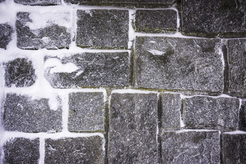 Snowy stone wall structure