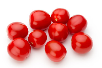 Plum tomatoes isolated on white background. Top view