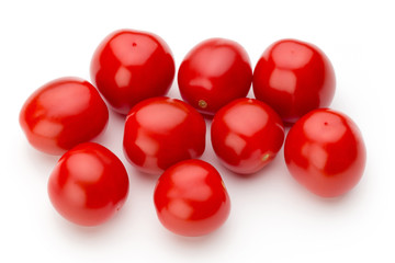 Plum tomatoes isolated on white background. Top view