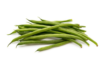 Green beans isolated on a white background.