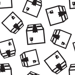 Open box shipping seamless pattern background. Business flat vector illustration. Open box delivery sign symbol pattern.