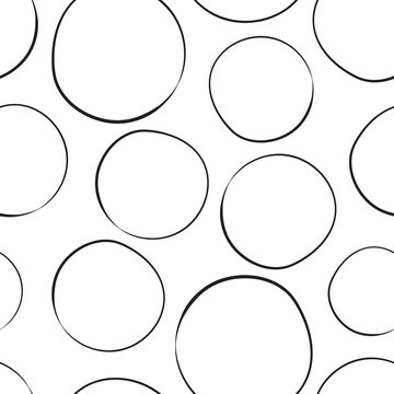 Hand drawn scribble circles seamless pattern background. Business flat vector illustration. Circles sign symbol pattern.