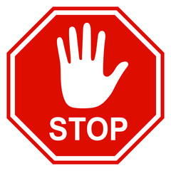 Stop sign icon with hand - vector - obrazy, fototapety, plakaty