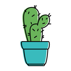 pot with desert plant vector illustration design