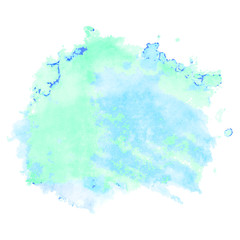 Green and blue watercolor stain isolated on white background