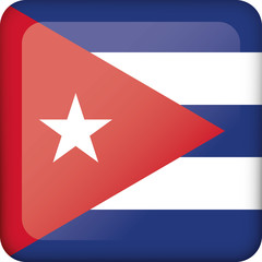 Icon representing Cuba square button flag. Ideal for catalogs of institutional materials and geography