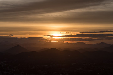 Sunset with mountains