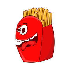 cartoon funny packaging with French fries vector illustration