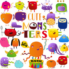 cute hand drawn doodle monsters