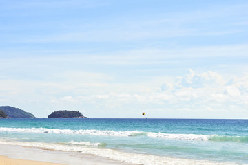 Fototapeta premium Blue sea. Relax on beach. Clear sky