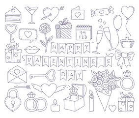 Hand drawing icons Valentine s day