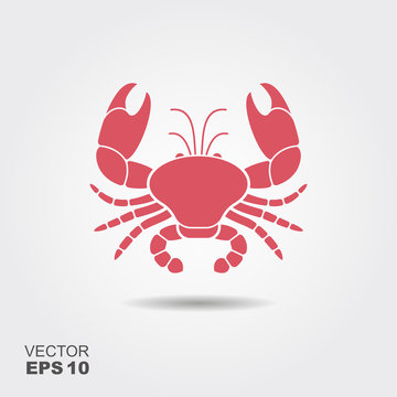 Flat vector icon of a crab