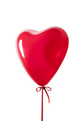 Red heart balloon isolated on a white background.