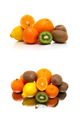 juicy fruits on a white background