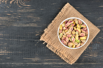 Pistachios without shell in bowl