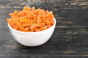 Pasta fusilli in bowl