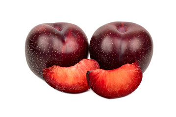 Red plum with slice