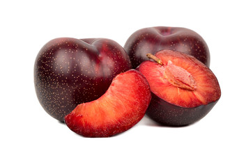Red plum with slice