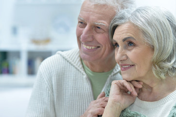 Happy senior couple at home