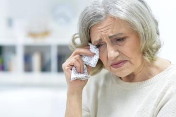 crying elderly woman