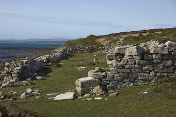 Remains of the historic settlement at Port Egmont on the Falkland Islands dating back to 1765.