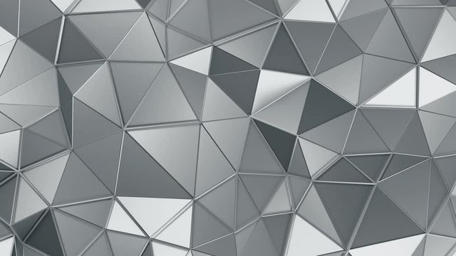Abstract background of metallic triangulated surface, 4k seamless loop 3d animation