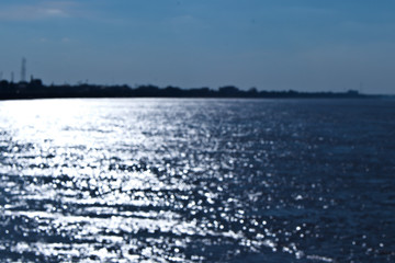 Blurry of water wave in river with sun light effected