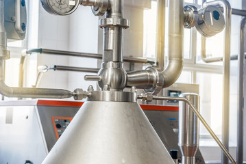 Metal cone, pipes, manometers. Element the device the food-processing industry.
