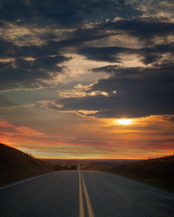 Country road Alberta at sunrise