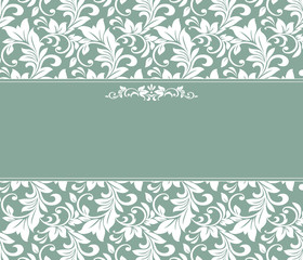 Floral pattern. Beautiful floral invitation cards. Seamless vector background. Green and white ornament.