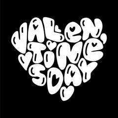 Cute fashion 80s style Happy Valentines Day typography lettering