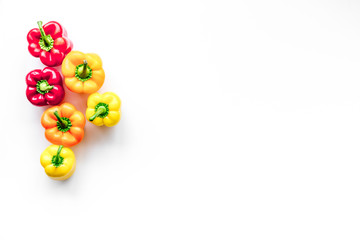 Healthy food. Fresh vegetables on white background top view copyspace